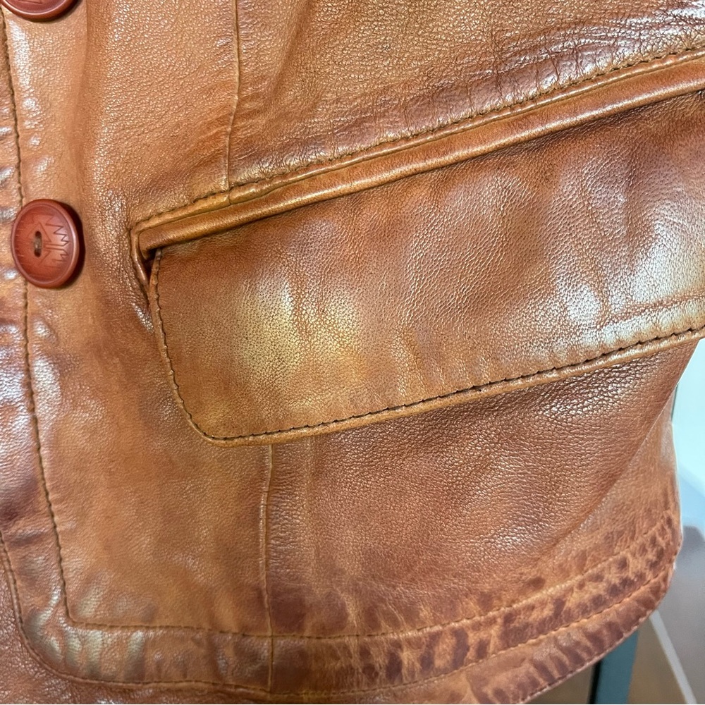 Sundance Rustic Brown Leather Button Front Vest - Picture 8 of 16